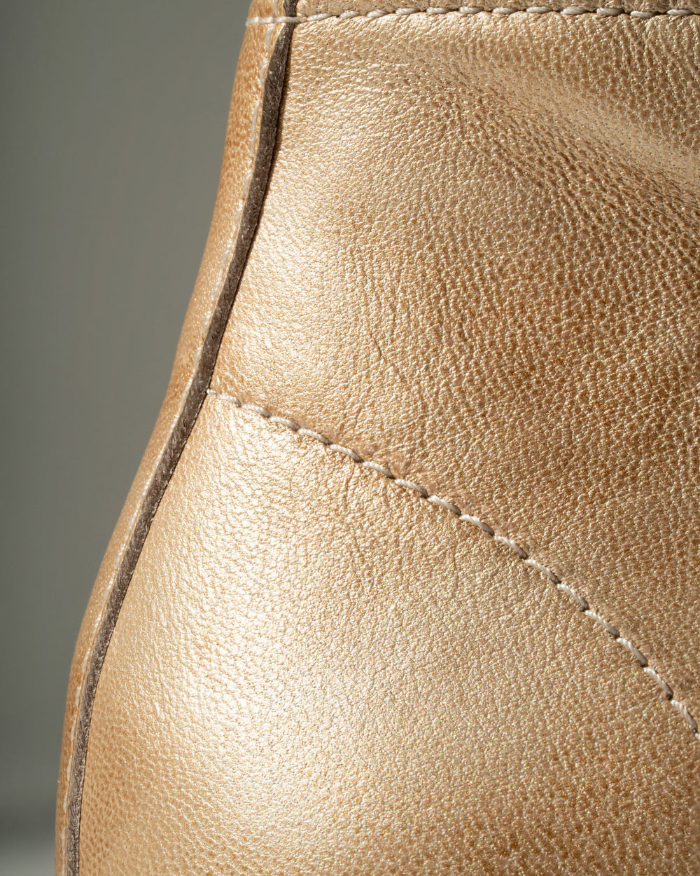 Brushed Gold Cat Desert Boot, leather detail