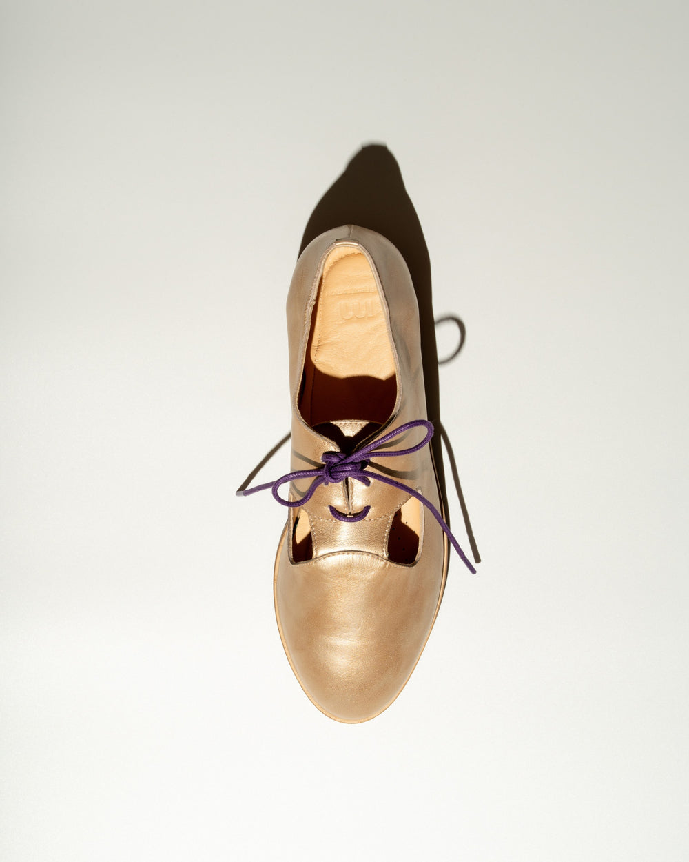 Brushed Gold Ava Derby, top view